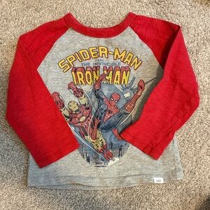 GAP Boys Spider-Man & Iron Man Raglan Tee - Red & Gray